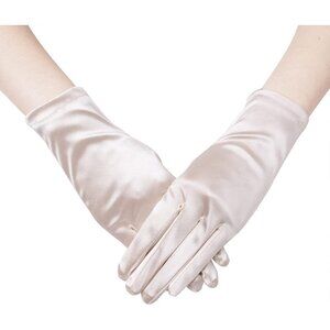 Women's A-Cream Formal Velvet Short Satin Gloves Wedding Banquet Party Prom